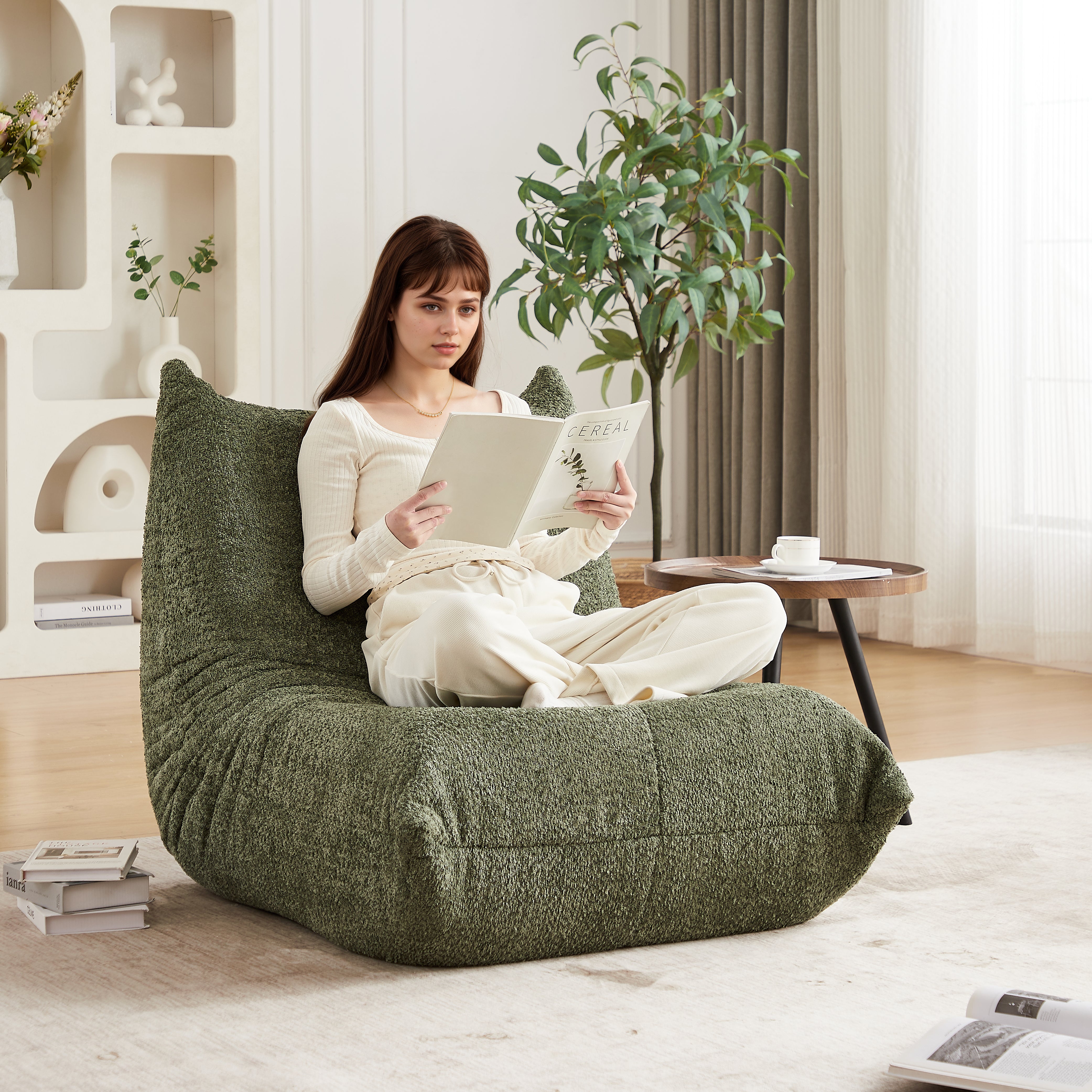 Chenille Togo Sofa, Armless Floor Lounge Chair with High-Density Memory Foam, Chenille Fabric