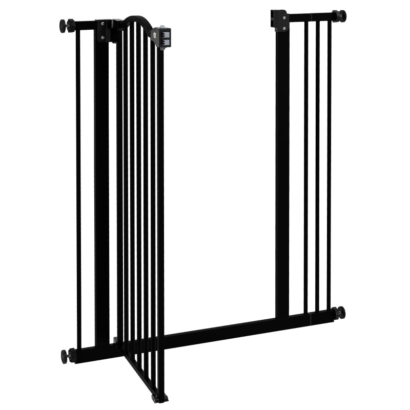 Metal Pet Safety Gate Folding Dog Fence, 74-87cm Black