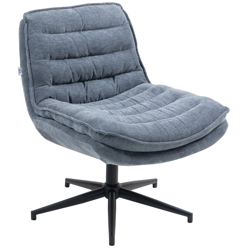 Office Chair, Wide Seat Height Adjustable Swivel, Dark Grey Linen Look