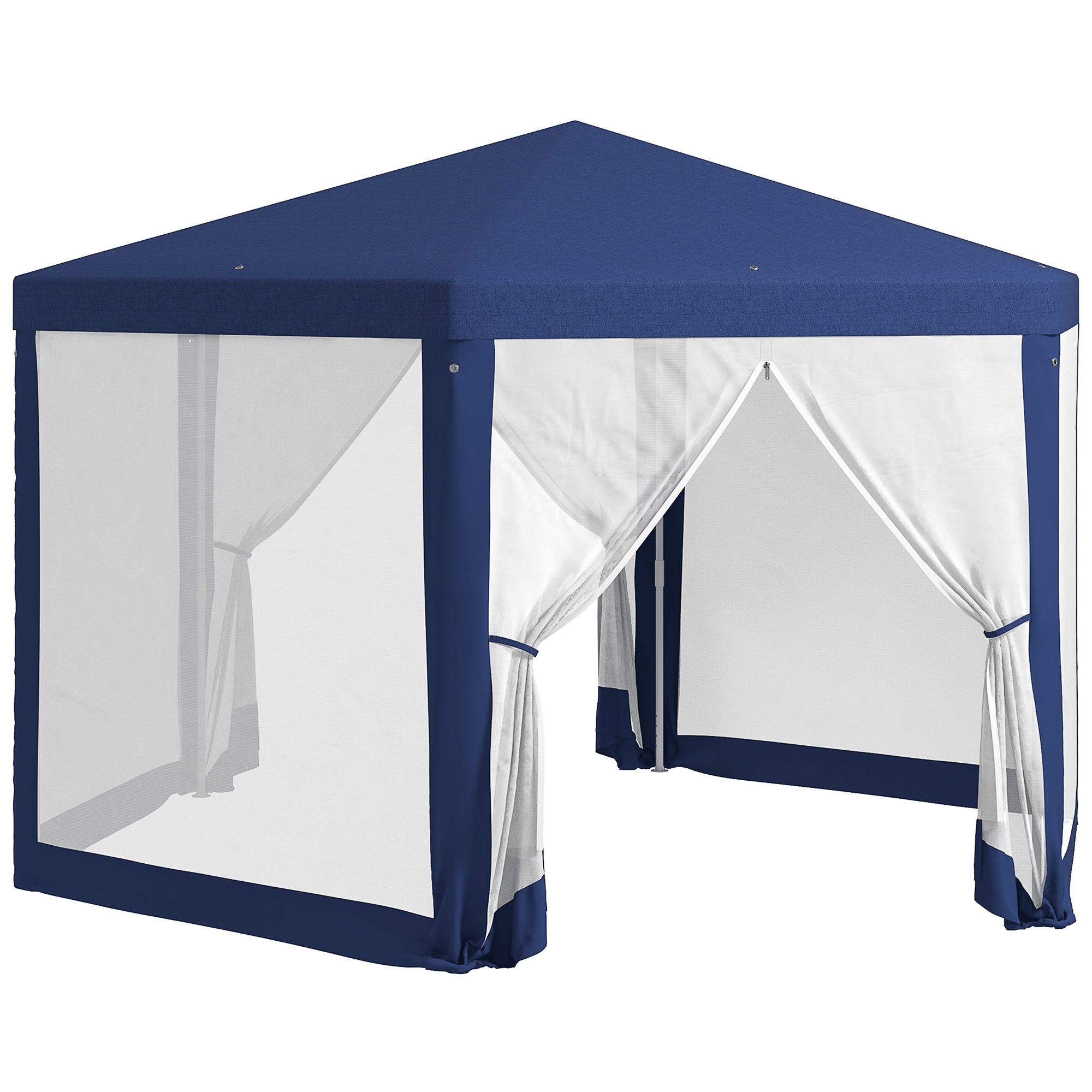 Gazebo Hexagonal 4x3m Water-Repellent Stable Winterproof Blue