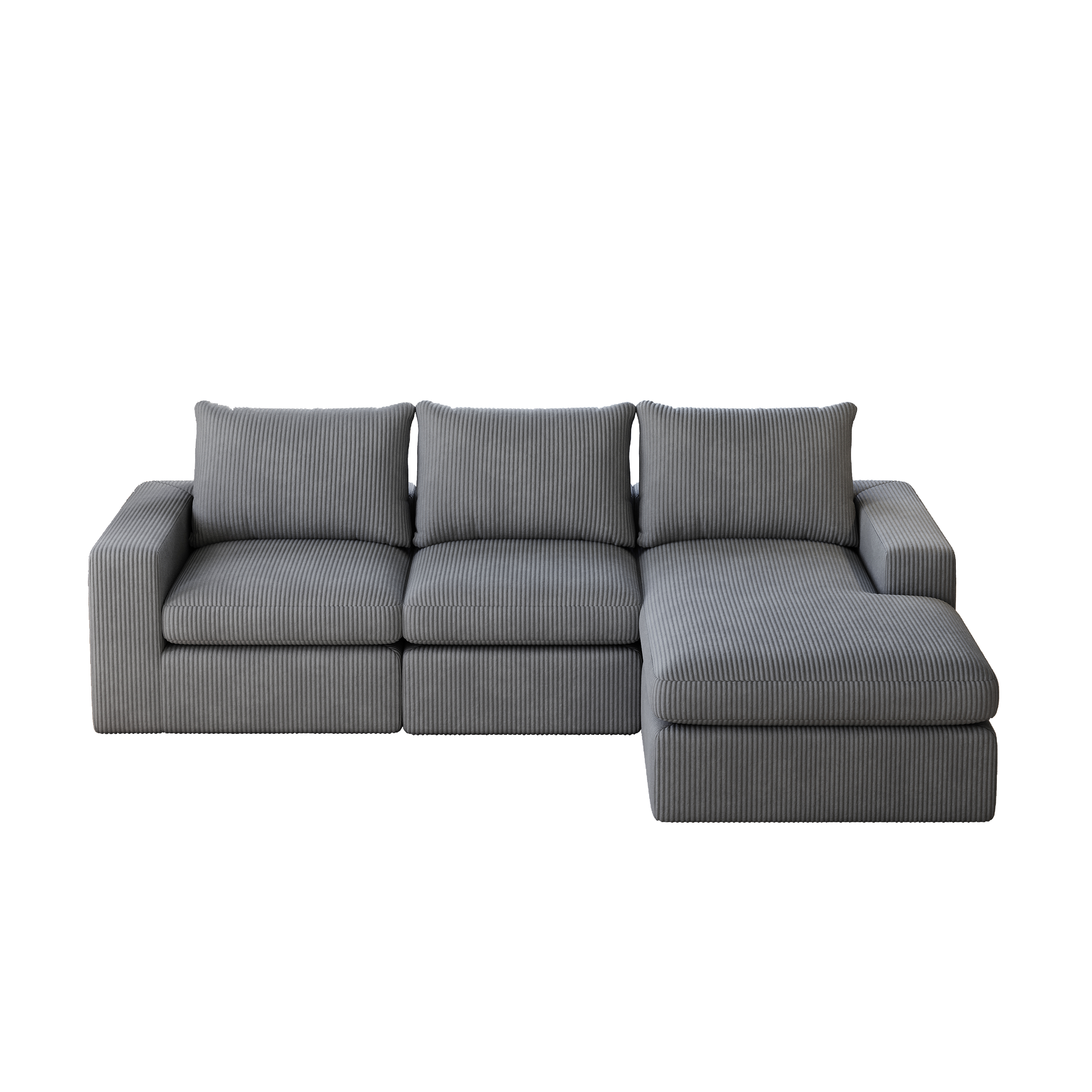Boneless Couch with Chaise, L-shaped Modern Upholstered Corduroy