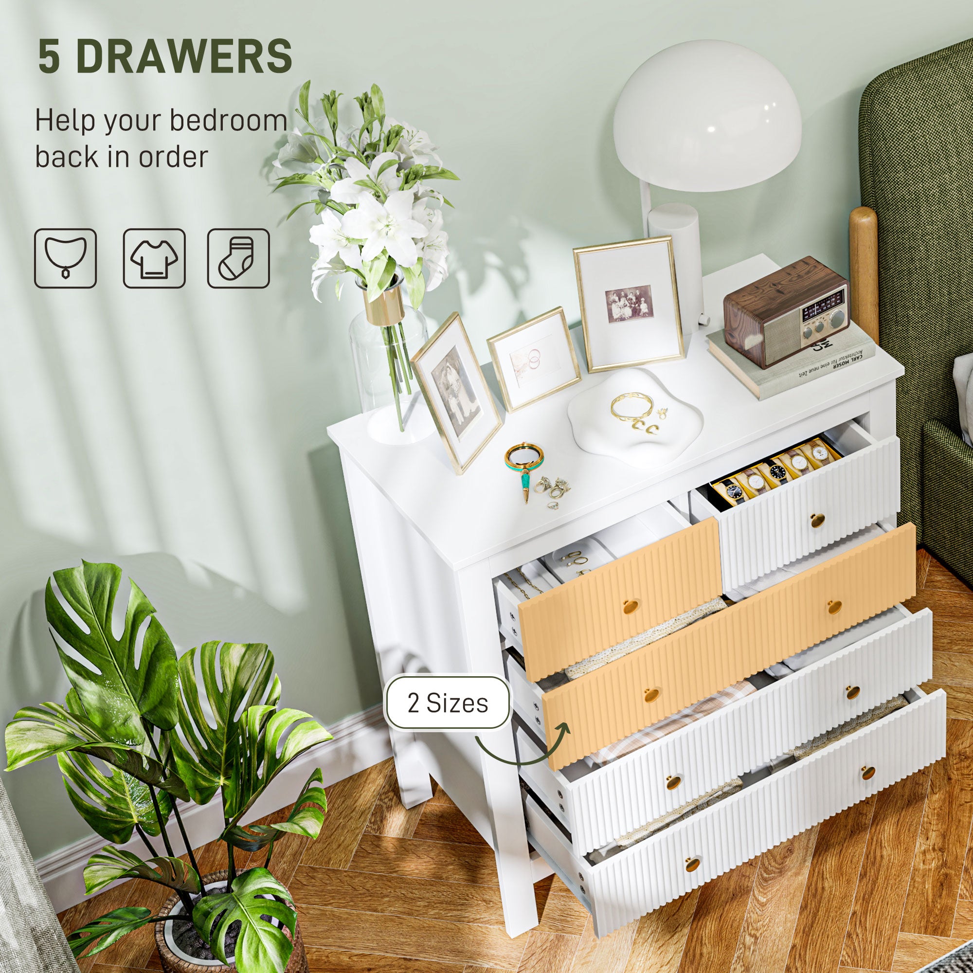 Chest of Five Drawers - White