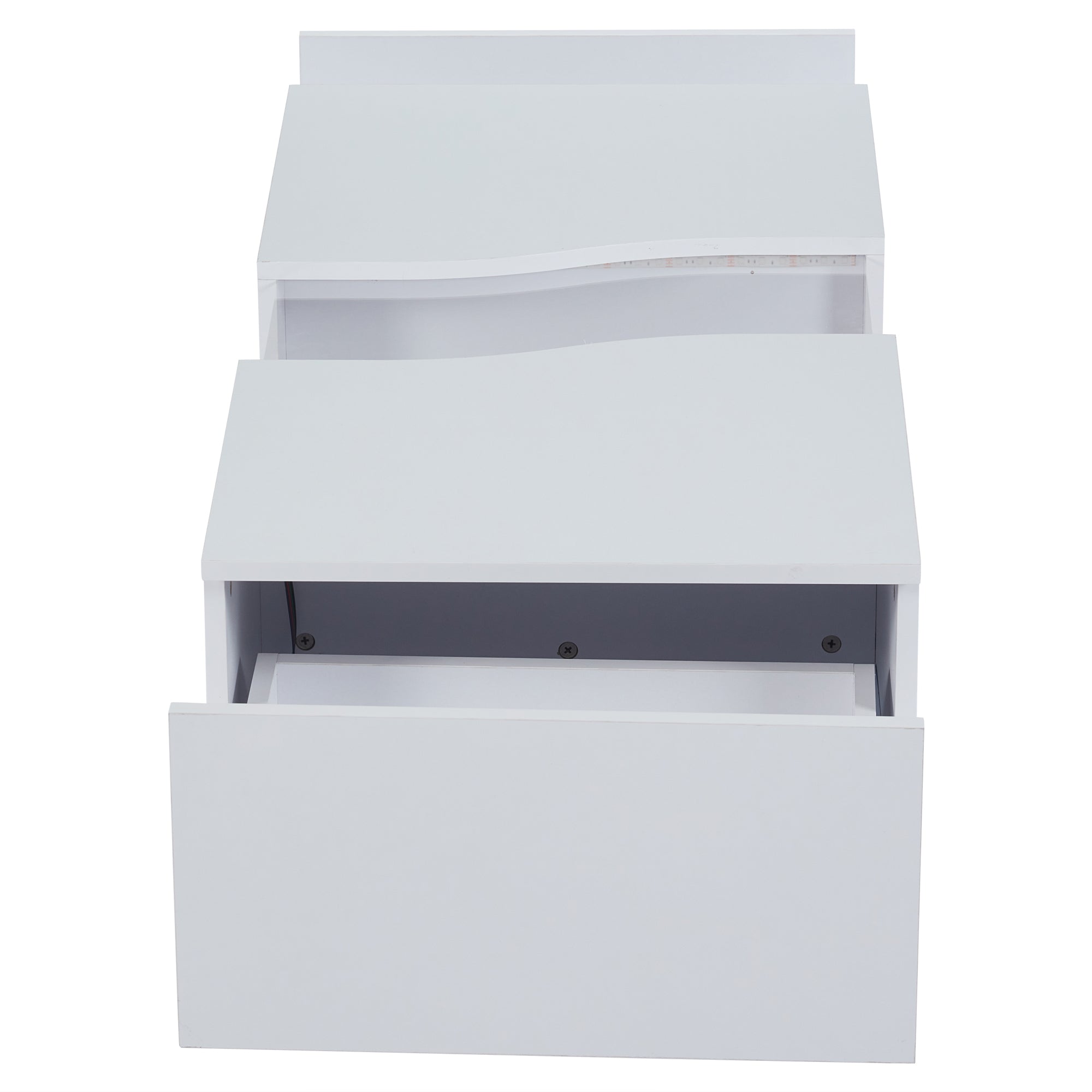 Led Coffee Table with 2 Drawer Storage, High Gloss with 16-Color Led Lights, White