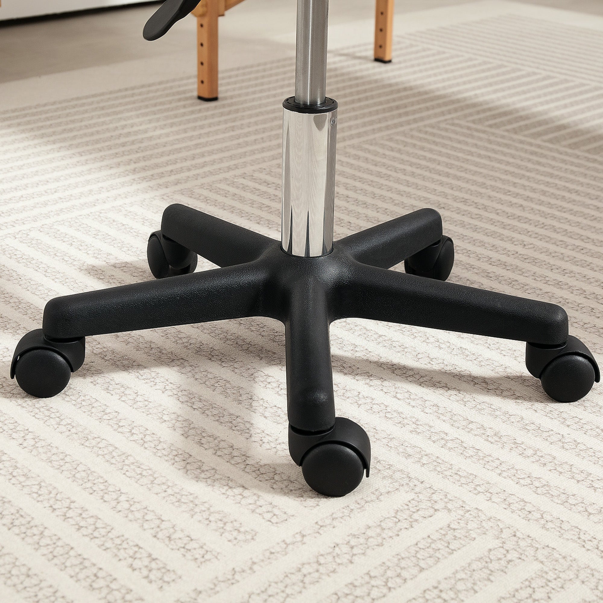 Saddle Stool, Adjustable Rolling Salon Chair, Pink PU Leather