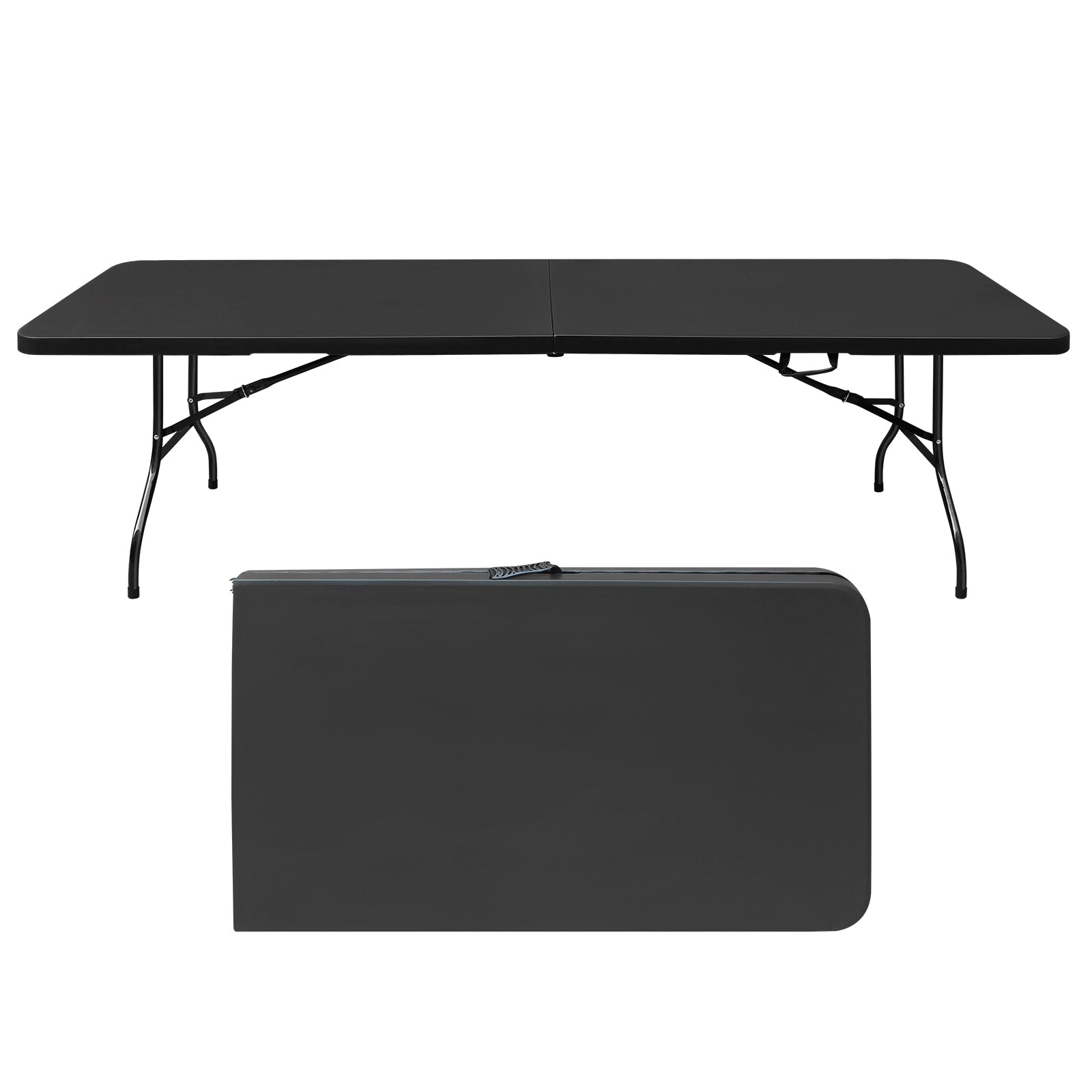 Portable Heavy Duty Folding Table 244cm, Multi-Functional, Black
