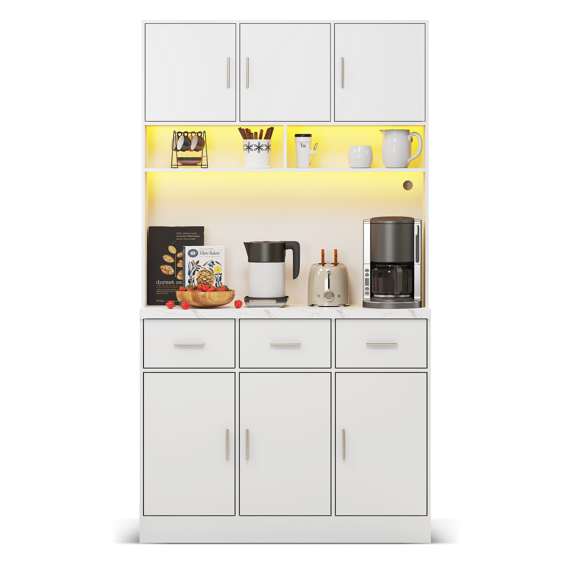 Multifunctional Buffet 100x40x180cm LED App Control Drawers Shelves Power Outlets