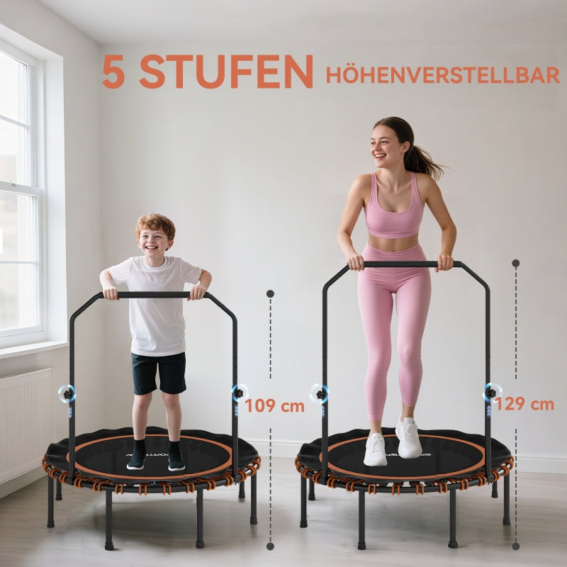 Fitness Trampoline Adjustable Handrail Indoor/Outdoor - Orange
