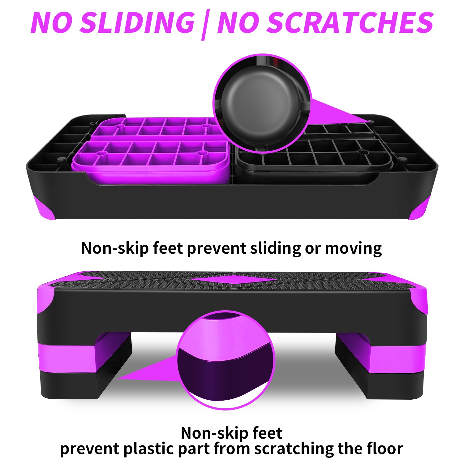 Aerobic Stepper, Adjustable Height Risers, Purple