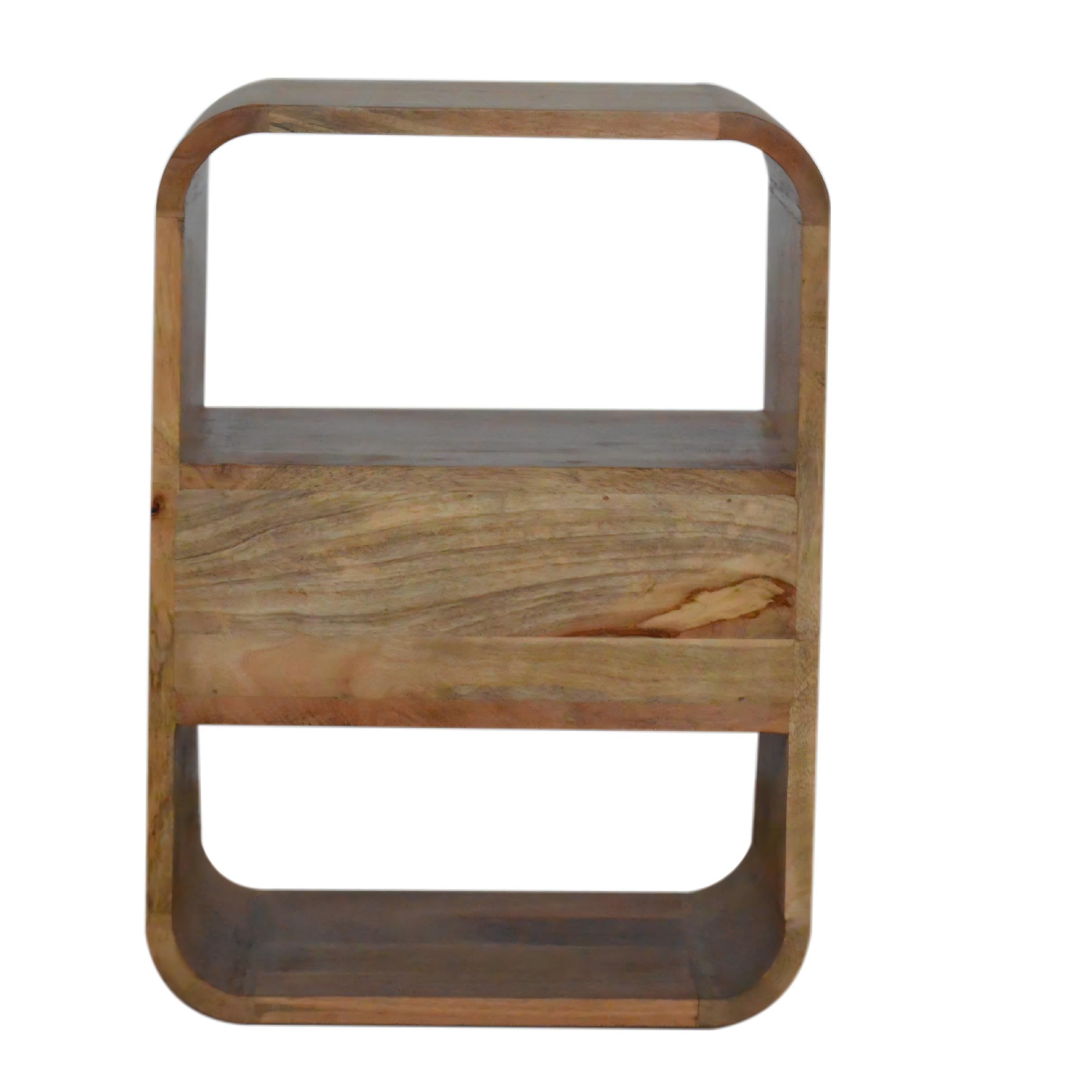 Solid Wood London Bedside, 1 Drawer 2 Open Slots, Beige