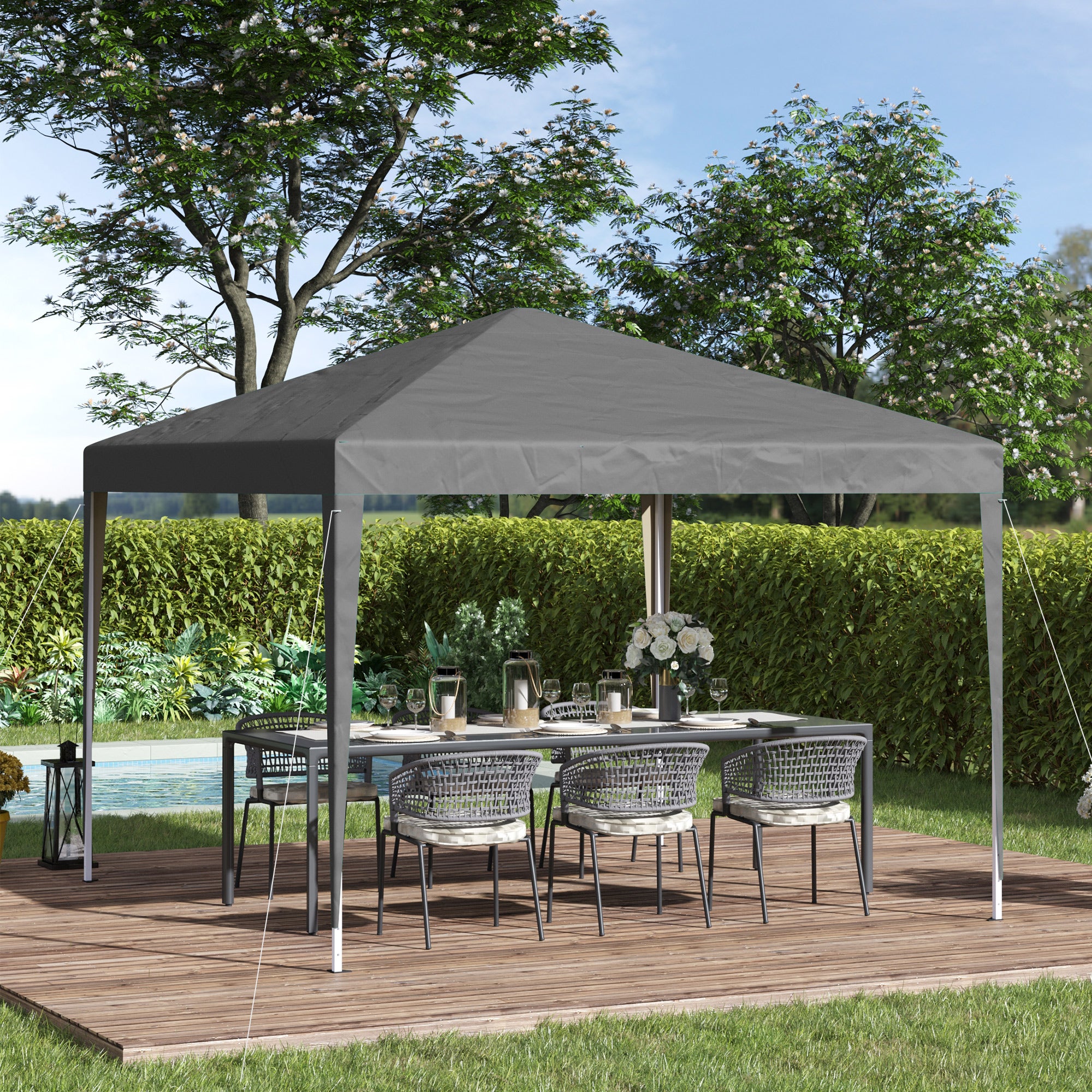 3x3m Pop Up Gazebo with Sides, Waterproof, Carry Bag, Height Adjustable, Grey