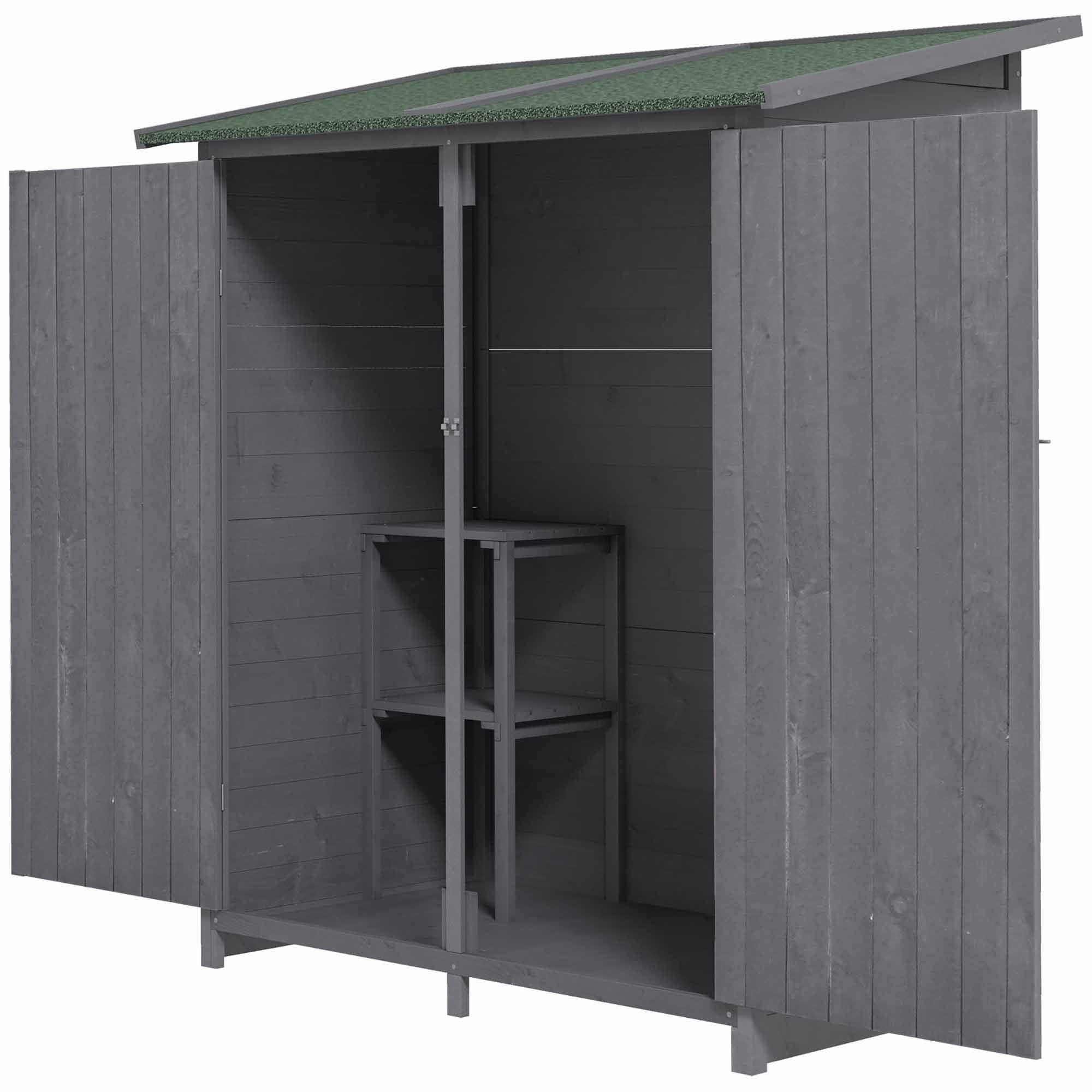 Fir Wood Garden Shed 139 x 75 with Asphalt Roof - Grey