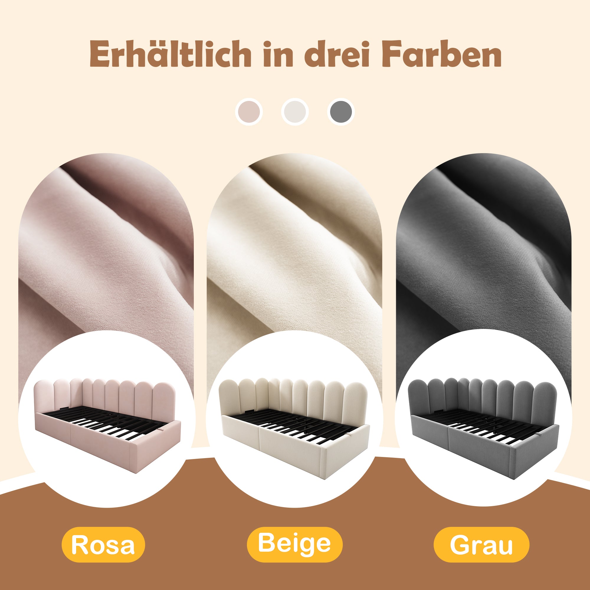 Daybed, Upholstered Sofa Bed with Hydraulic Storage, 90x190 cm, Velvet Gray