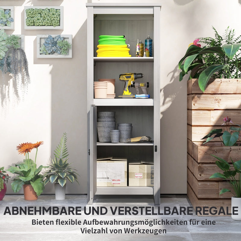 Wooden Garden Shed, Weatherproof, Lockable with Shelves, Light Gray