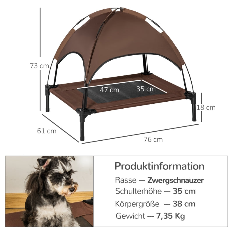 Outdoor Pet Bed with Canopy, Elevated, Taffeta Fabric, Coffee