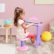 32 Keys Kids Mini Electronic Keyboard Educational Piano Stool Microphone Toy