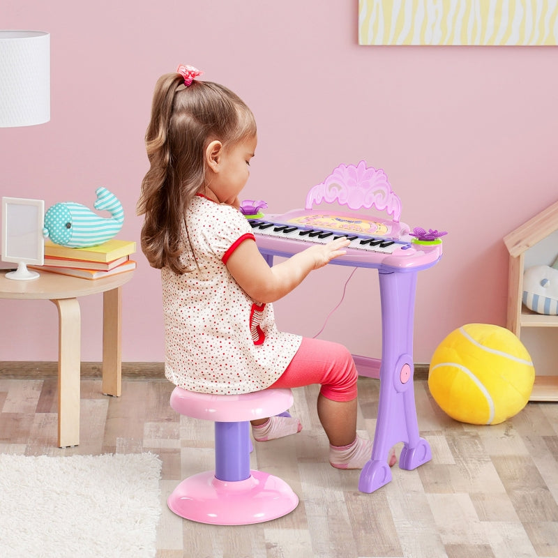 32 Keys Kids Mini Electronic Keyboard Educational Piano Stool Microphone Toy