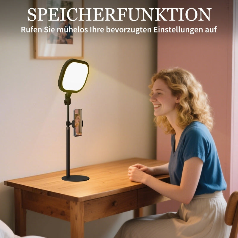 Table lamp with phone holder, 5 color modes, 10 brightness levels, memory function, metal, black