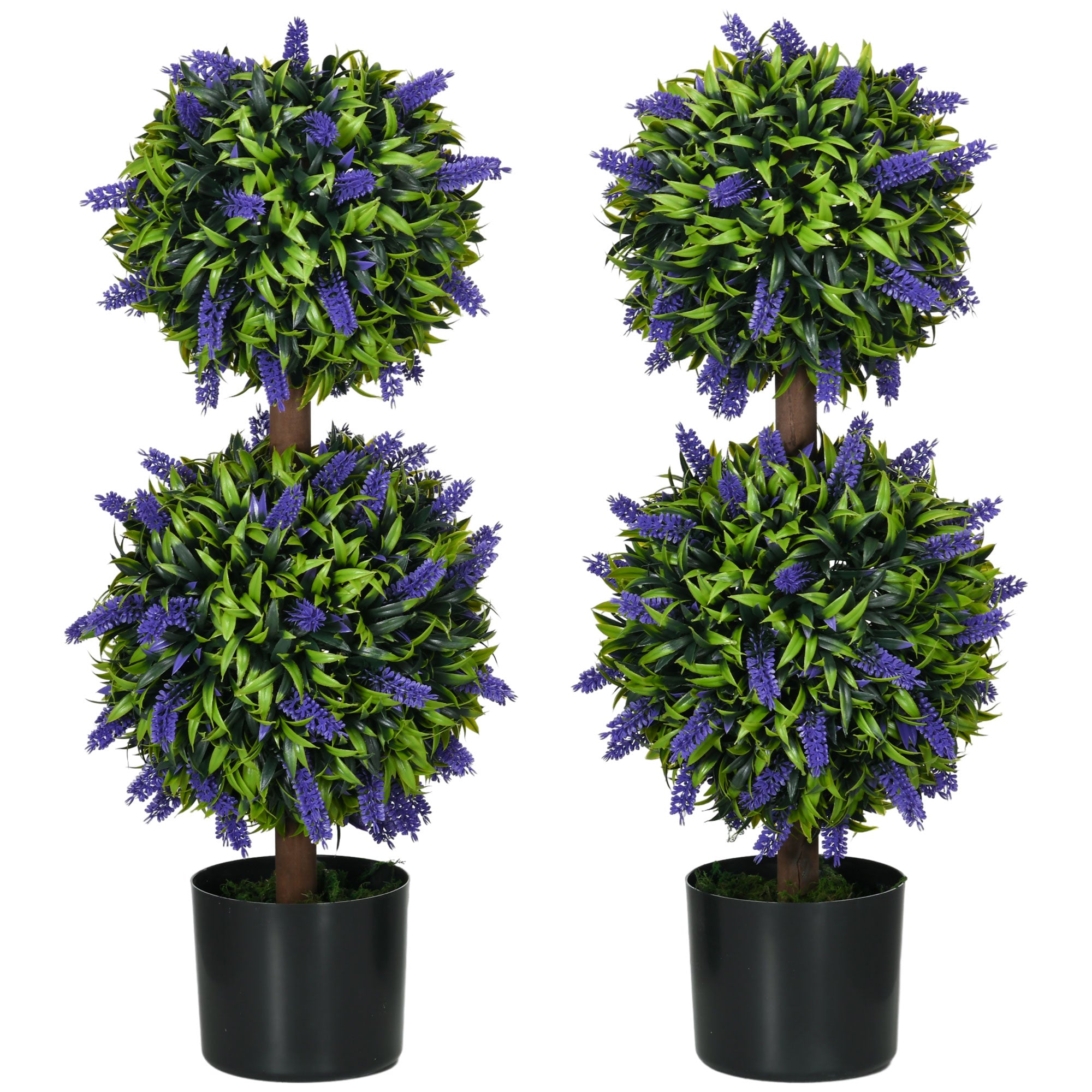 Artificial Plants, Lavender, Set of 2, 70 cm UV-resistant, Green