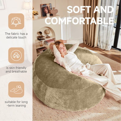 Medium 4-Foot Bean Bag Sofa Chair Reading Lounger for Adults, Flannelette