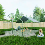 Free-range Chicken Coop, 3x4x2m with Safety Lock, Metal & PE Cloth