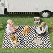 Outdoor Rug, Water-Repellent Double-Sided, Black and White