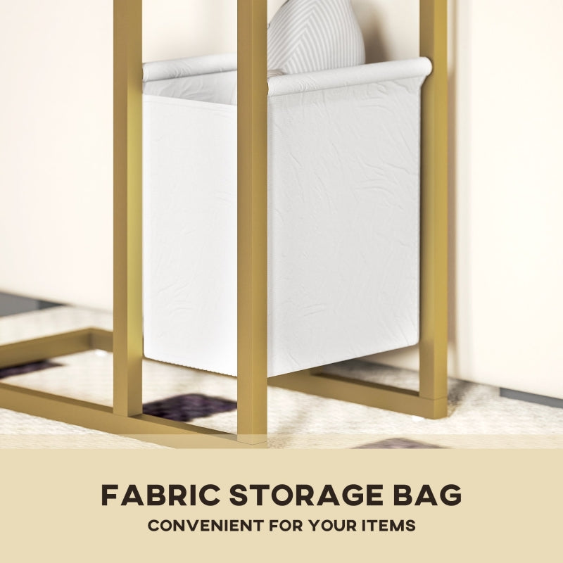 C Shaped Side Table Charging Station, Faux Marble Top - White