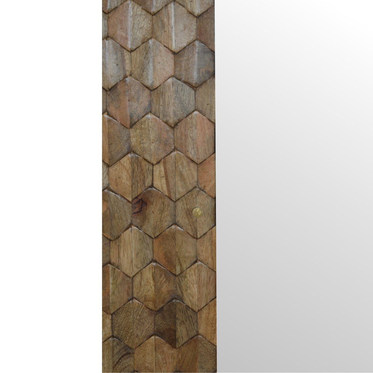 Solid Wood Pineapple Carved Mirror Cabinet, Brown