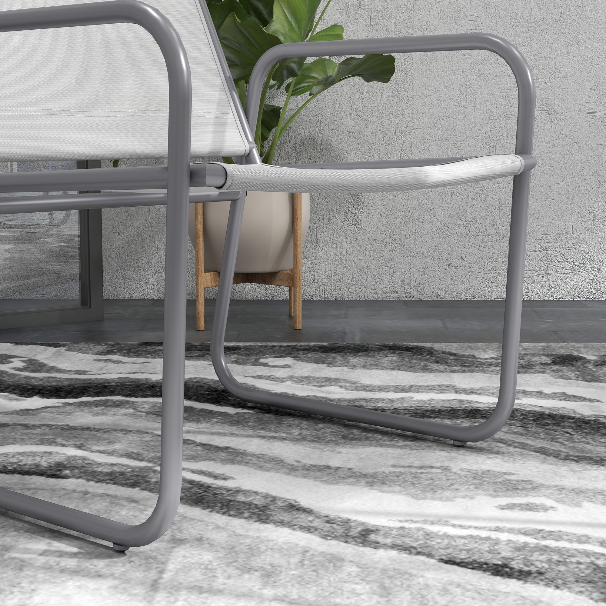 3-piece Bistro Set, Balcony Furniture, Mesh Light Grey