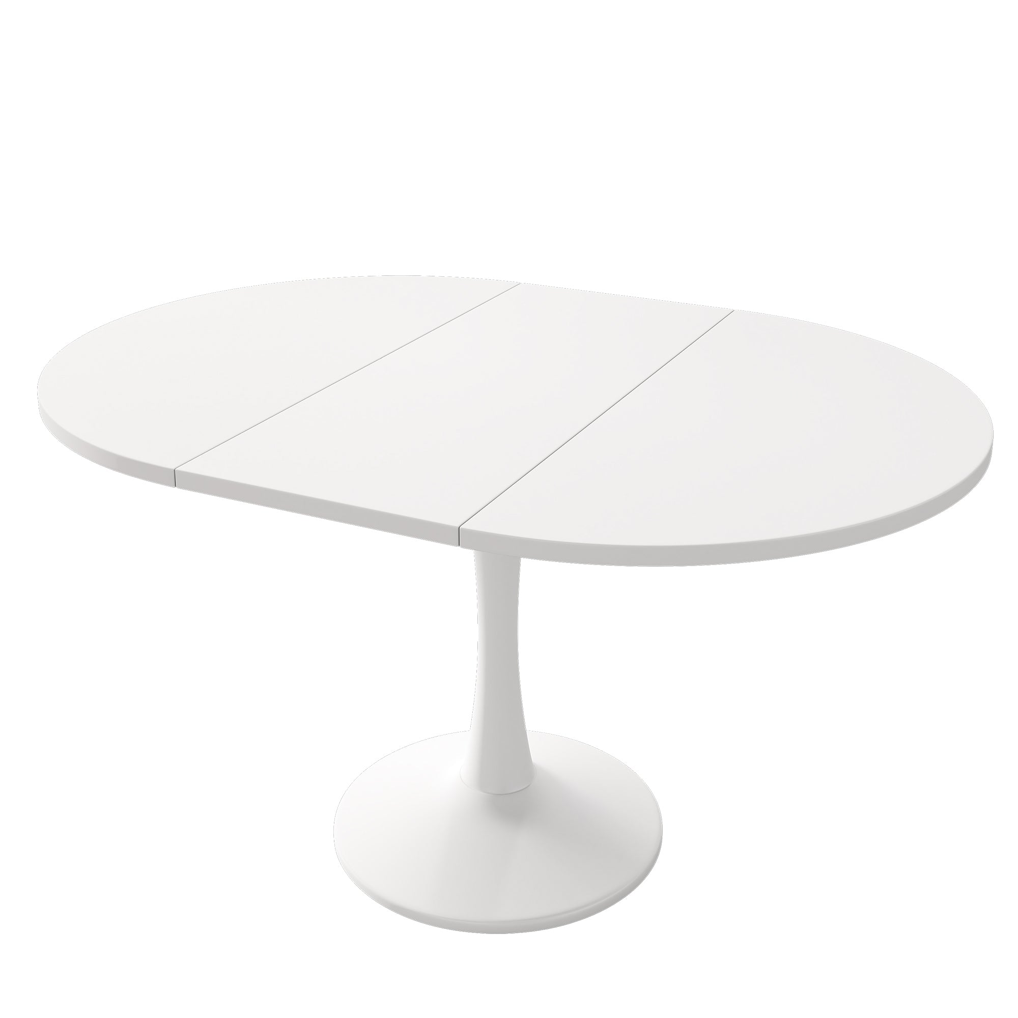 Modern Extendable Round Dining Table, 100–140 cm, 4–6 People, Space-Saving, White