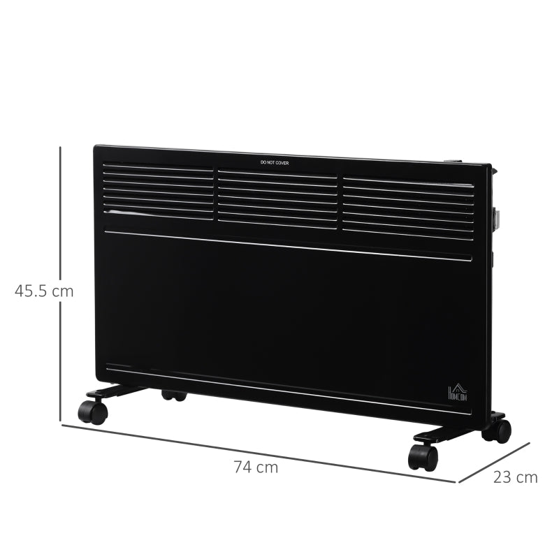 POWER Convector Radiator Freestanding/Wall-mounted with 2 Heat Settings and Safety Cut-Off, Black