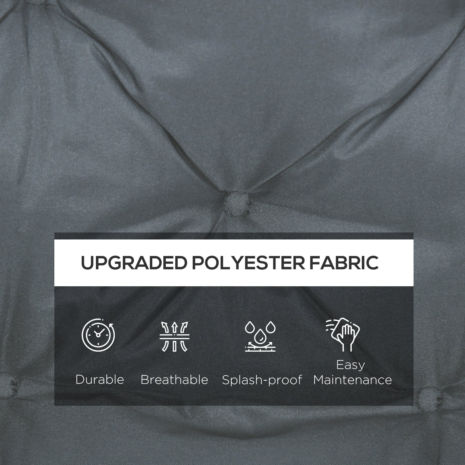 2 Seater Bench Cushion with Back and Ties for Garden Chair, Dark Grey