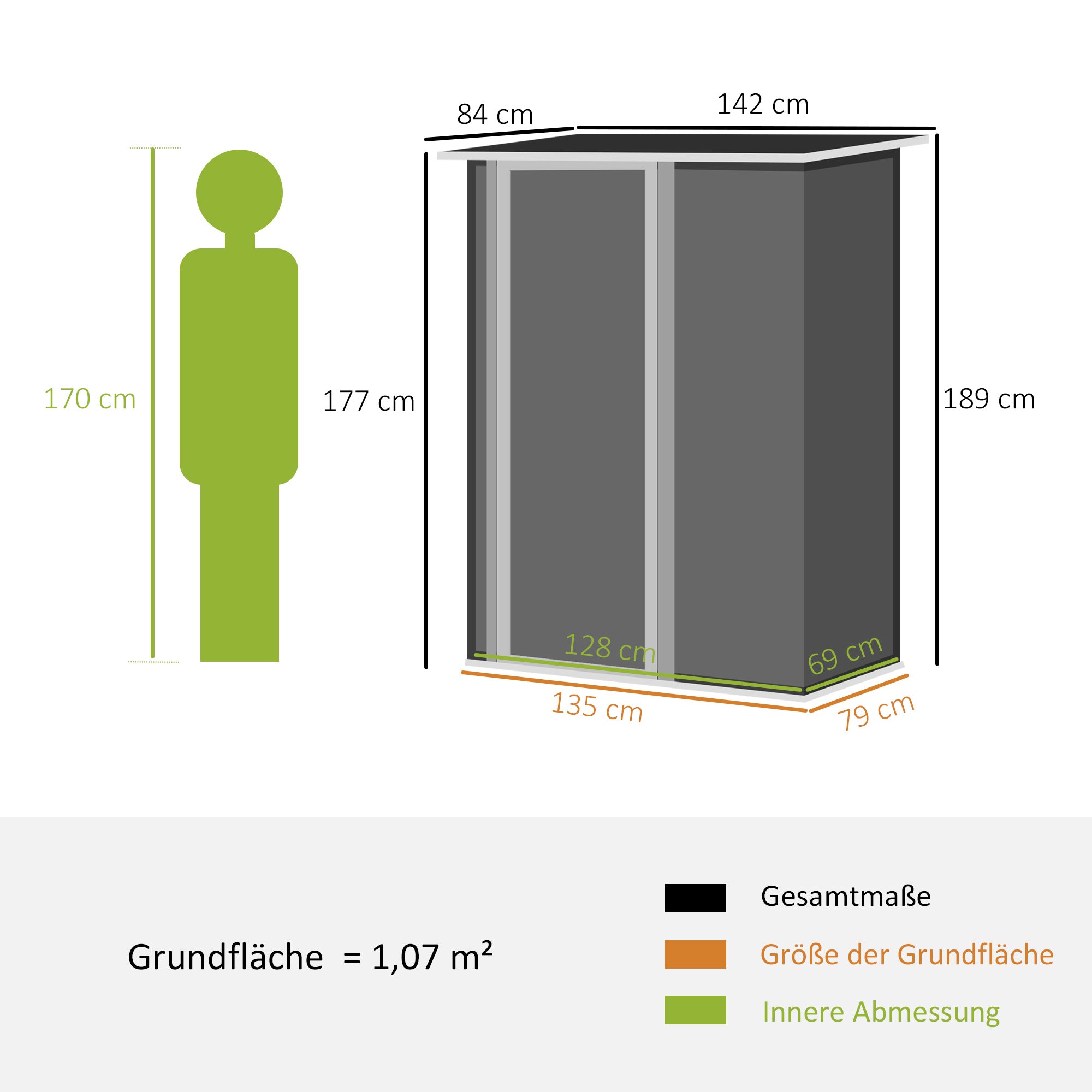 Garden Shed Outdoor Steel Dark Grey