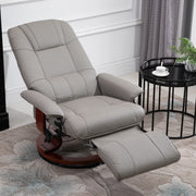 360° Swivel Recliner Chair with Footstool, Manual Recliner Armchair, Faux Leather, Grey