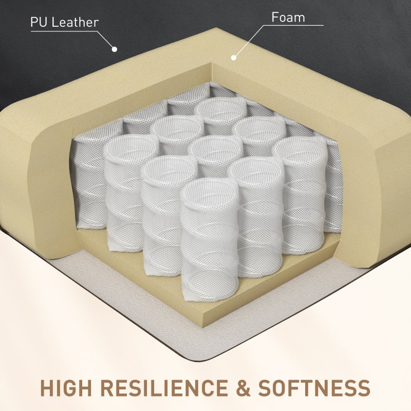 Recliner Armchair, Massage Push Back with Adjustable Leg Rest, Faux Leather Black