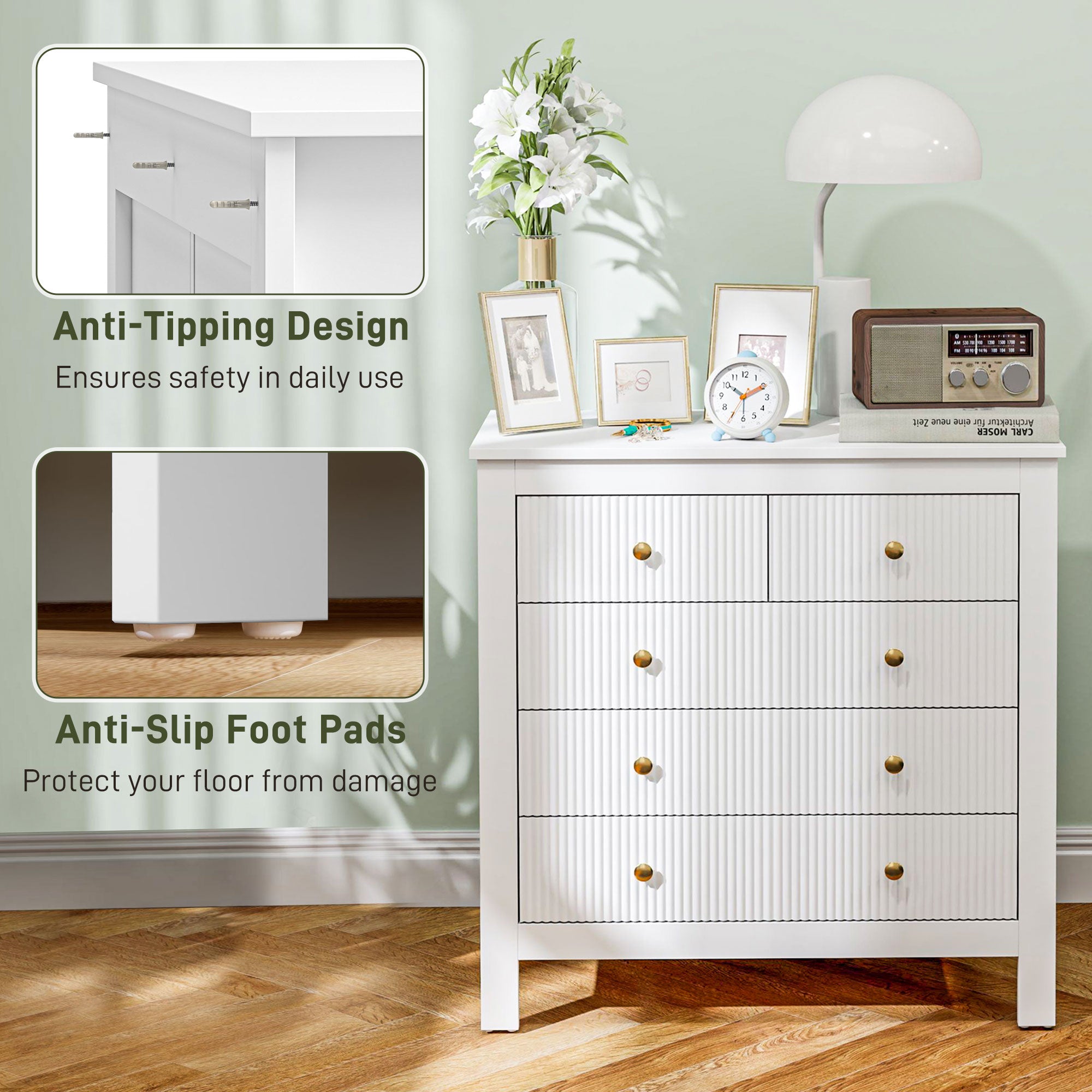 Chest of Five Drawers - White