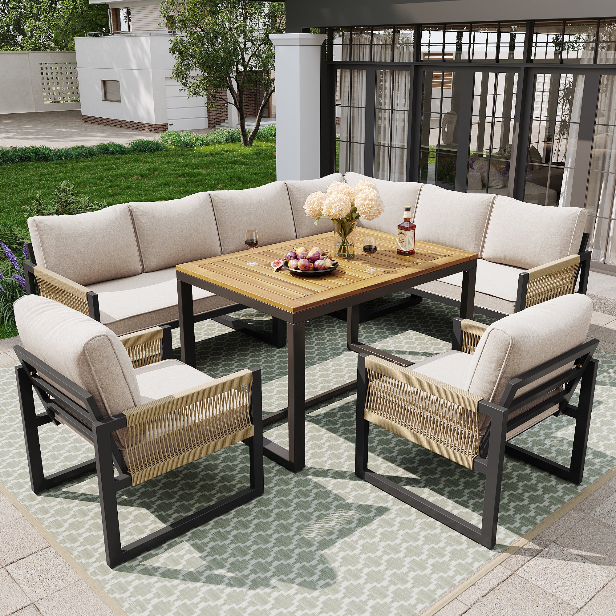 Garden Dining Set 7-8 People Lounge Weatherproof