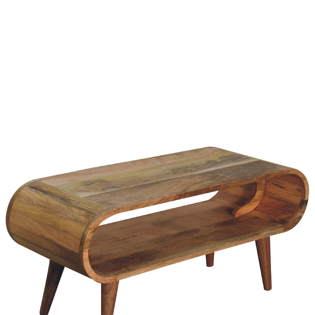 Amaya Coffee Table with Open Slot Storage, Solid Wood Brown