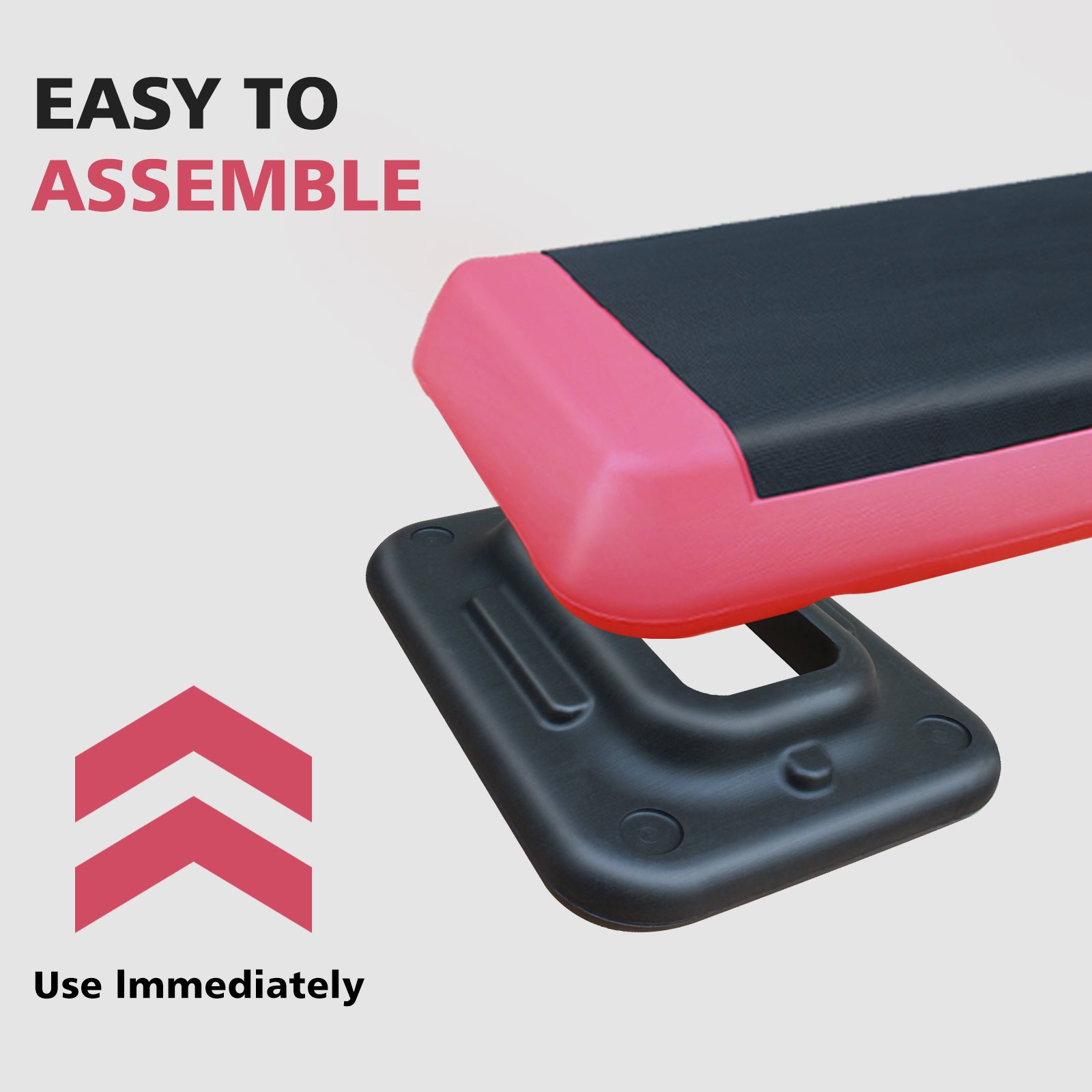 Aerobic Stepper, 76cm/28.5" Adjustable Workout Platform with 2 Risers, Red Black