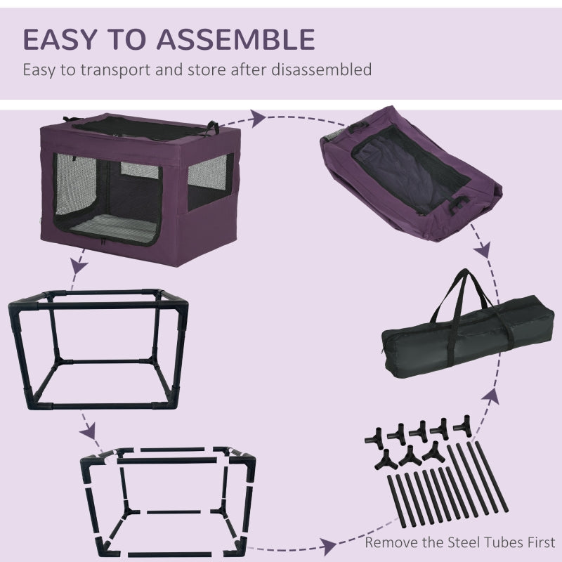 80cm Pet Carrier, with Cushion, for Small and Medium Dogs - Purple