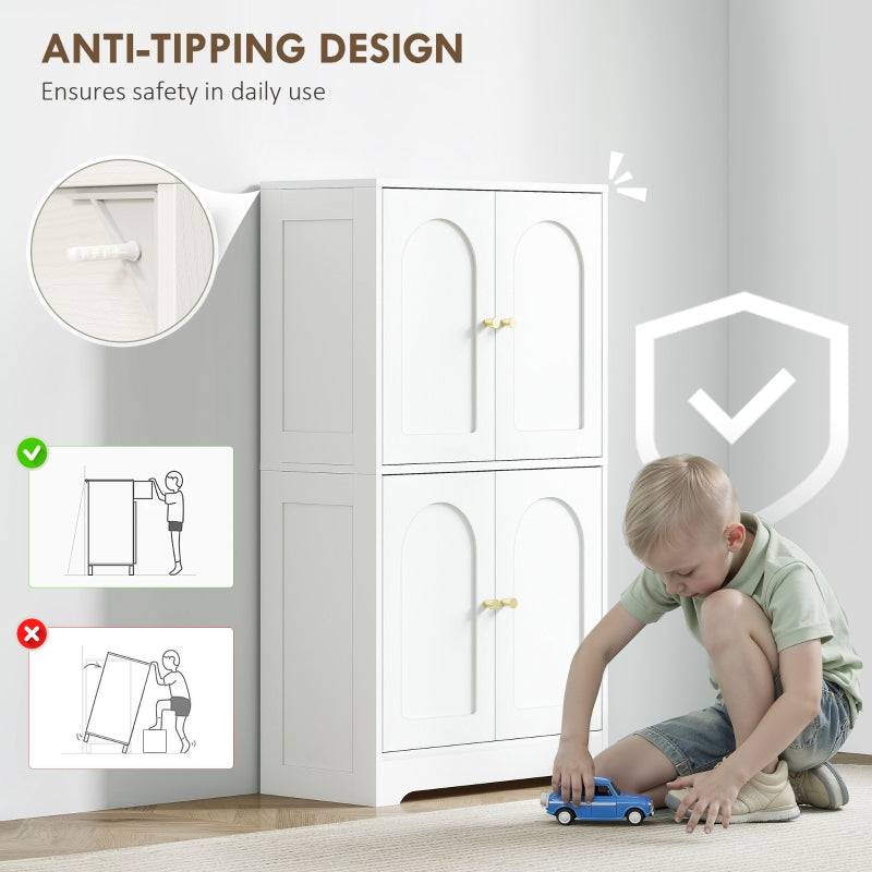 4-Door Kitchen Storage Cabinet with Adjustable Shelves - White