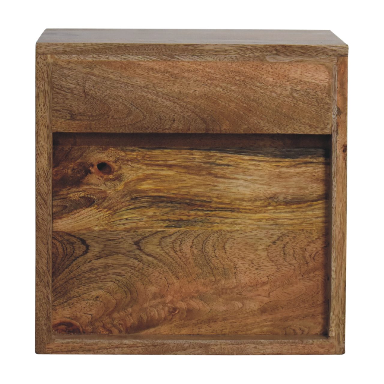 Solid Wood Floating Bedside, Mini Classic 1 Drawer 1 Shelf, Brown