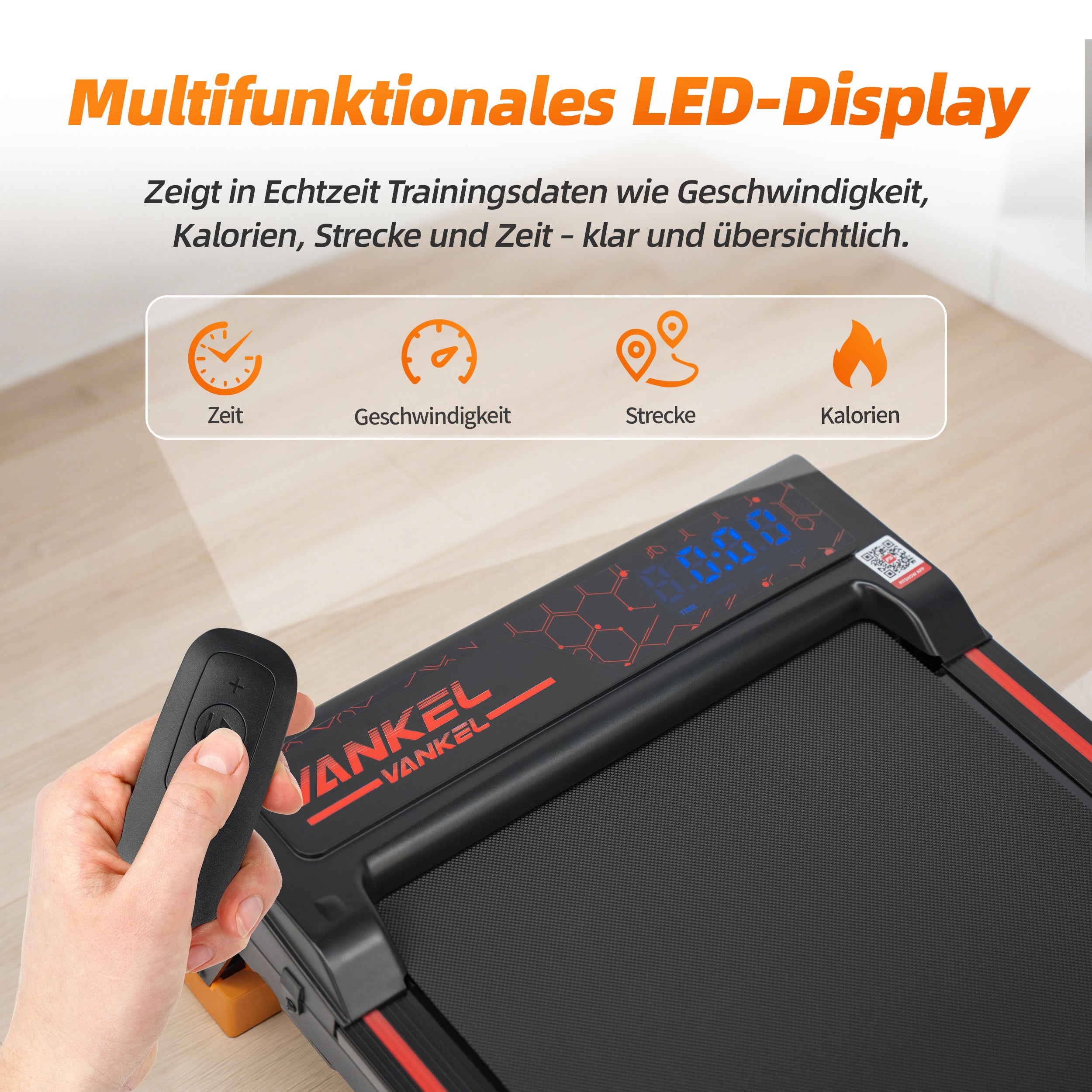 Walking Pad Treadmill, 1-6 km/h Electric 2-in-1 with App and LED Display, Incline Adjustment