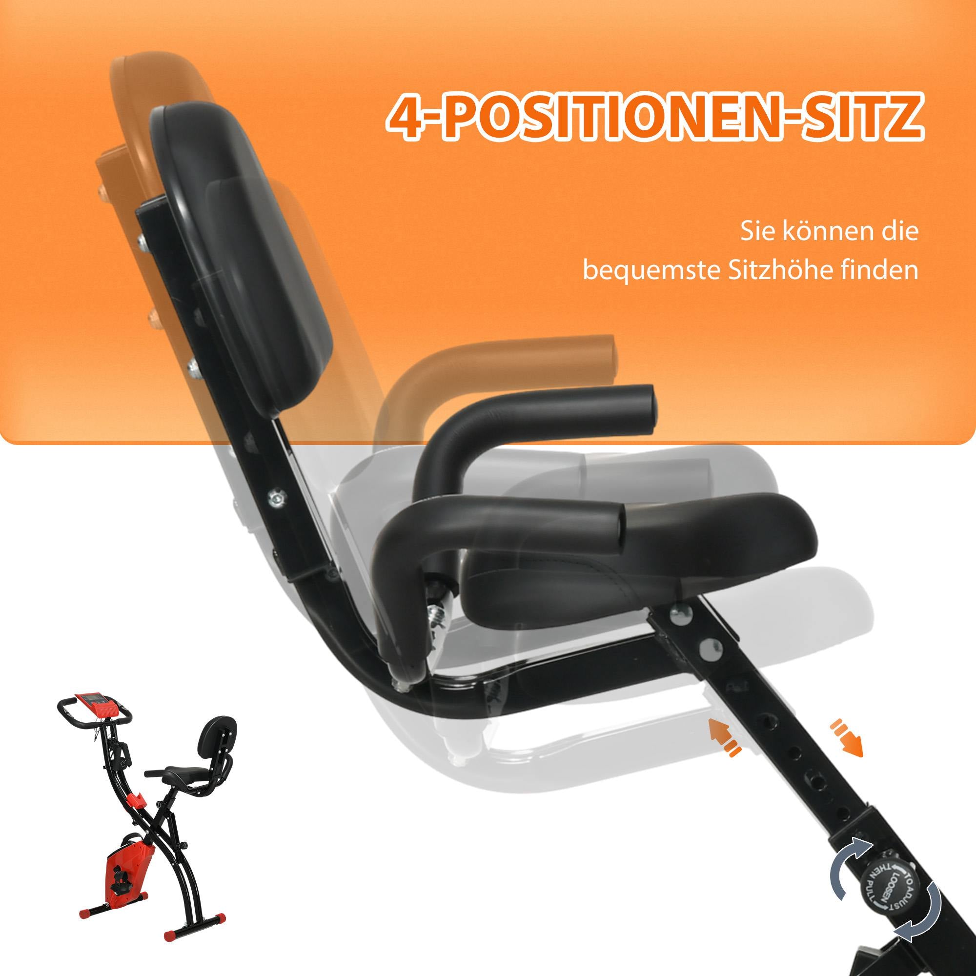 Exercise Bike, Foldable 2-in-1 with LCD & 8-Level Resistance, Tension Ropes