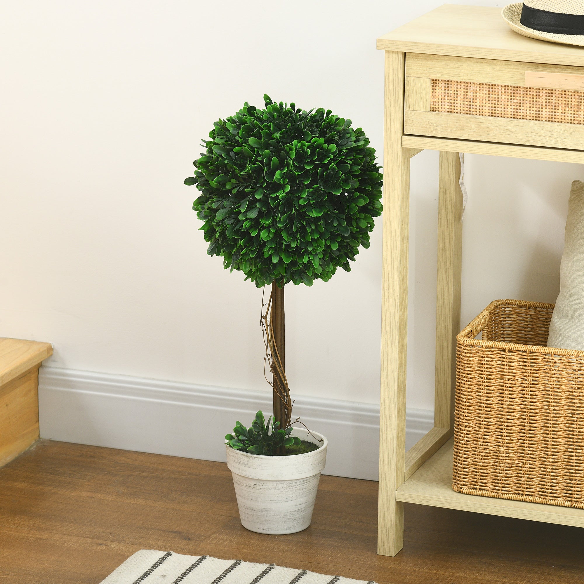 Artificial Boxwood Trees, Set of 2, 60cm, UV-resistant, Green