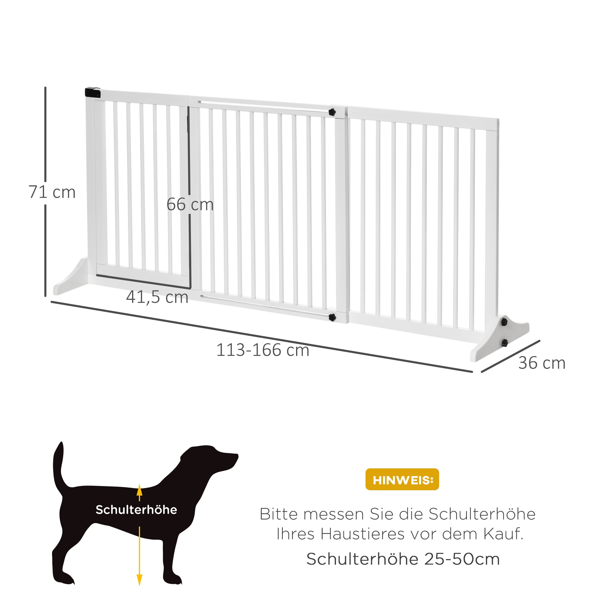Dog Gate Freestanding Safety Gate with Door, Wooden, White