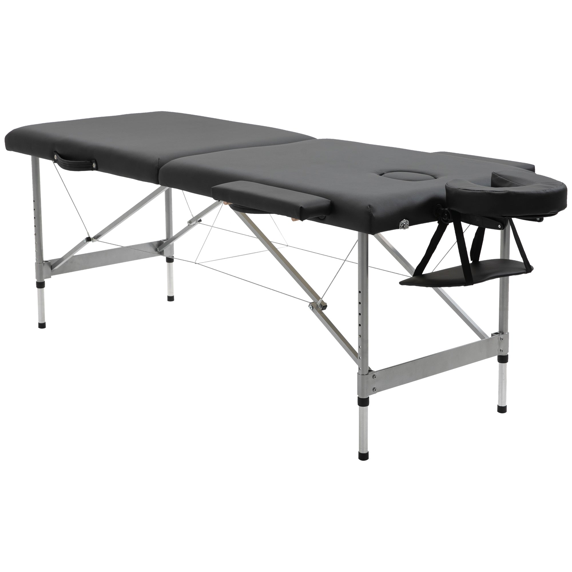 Foldable Massage Table 7-Zone Professional Height-Adjustable 130kg Capacity, Black