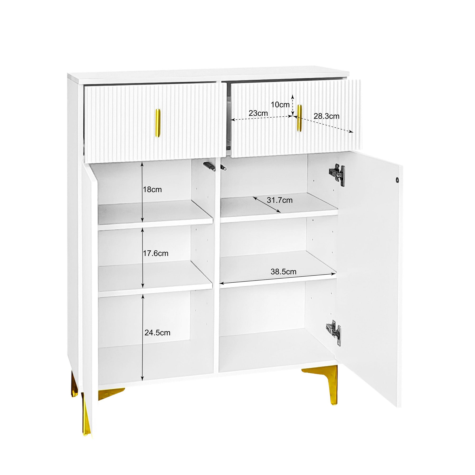 Sideboard, Adjustable Shelves with Drawers, White