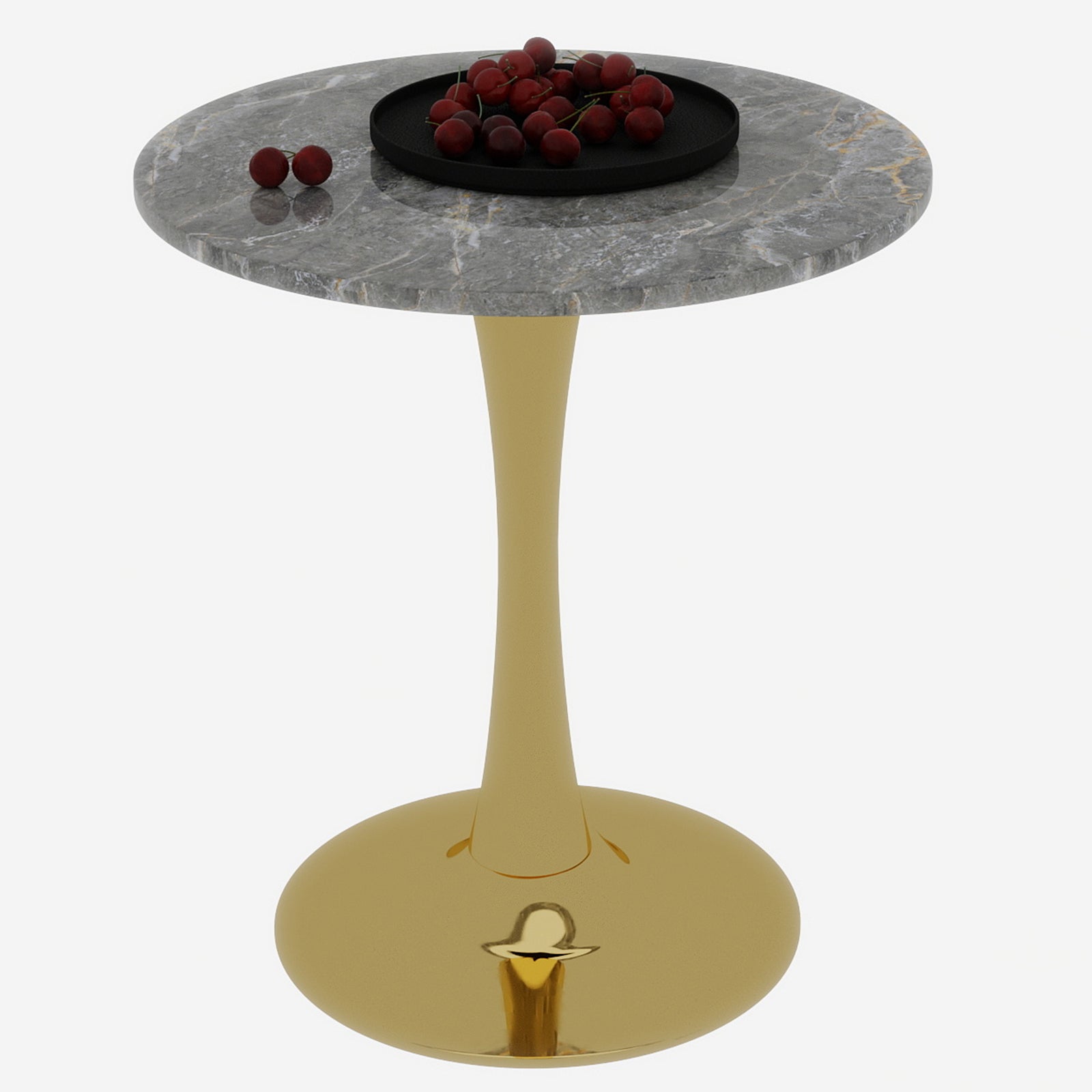 Mid-Century Modern Coffee Table Round Marble Top 27.6-inch - Gold/Gray