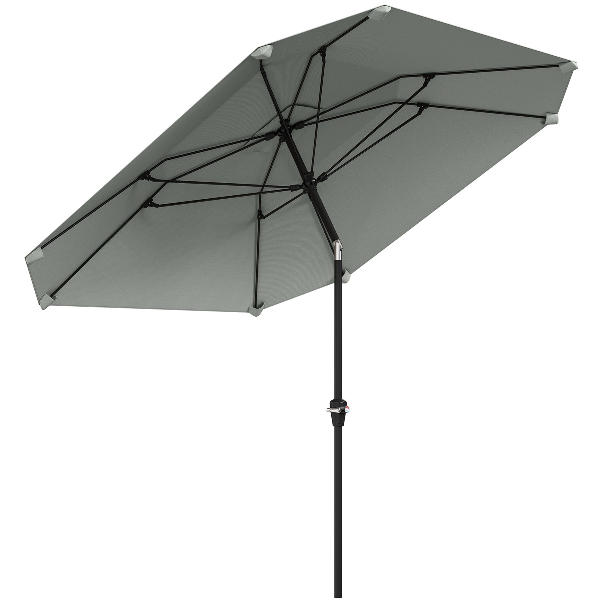 Parasol Ø233cm, Octagonal Folding Beach/Balcony/Garden, Dark Grey