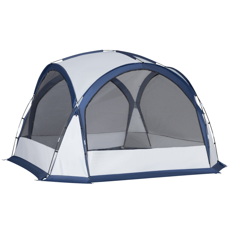 Dome Tent, 6-8 Person Camping with 4 Mesh Doors Oxford Cloth, White and Blue